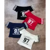 Andrea Off The Shoulder Graphic Crop Tee (Red) sold by OOTDFash
