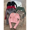 Kayana Square Neck Ribbed Long Sleeve Crop Top (Red Dahlia) sold by OOTDFash