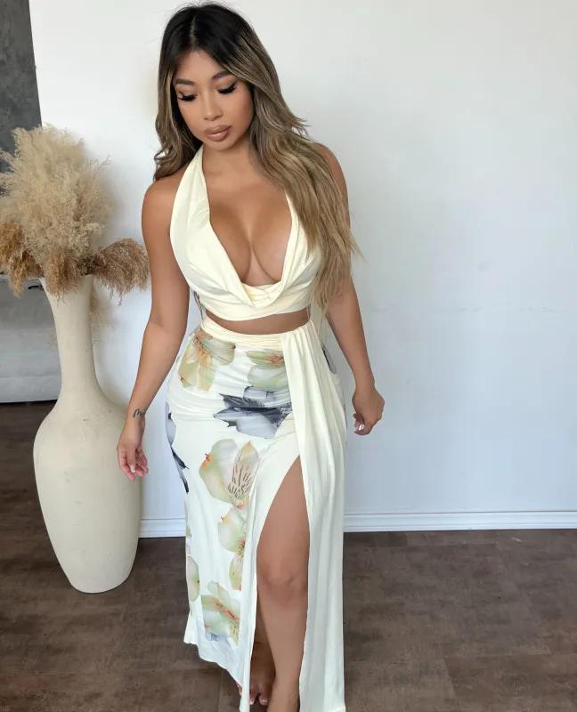 Jackie 3 Piece Dress Set W Halter Top (Yellow) sold by OOTDFash