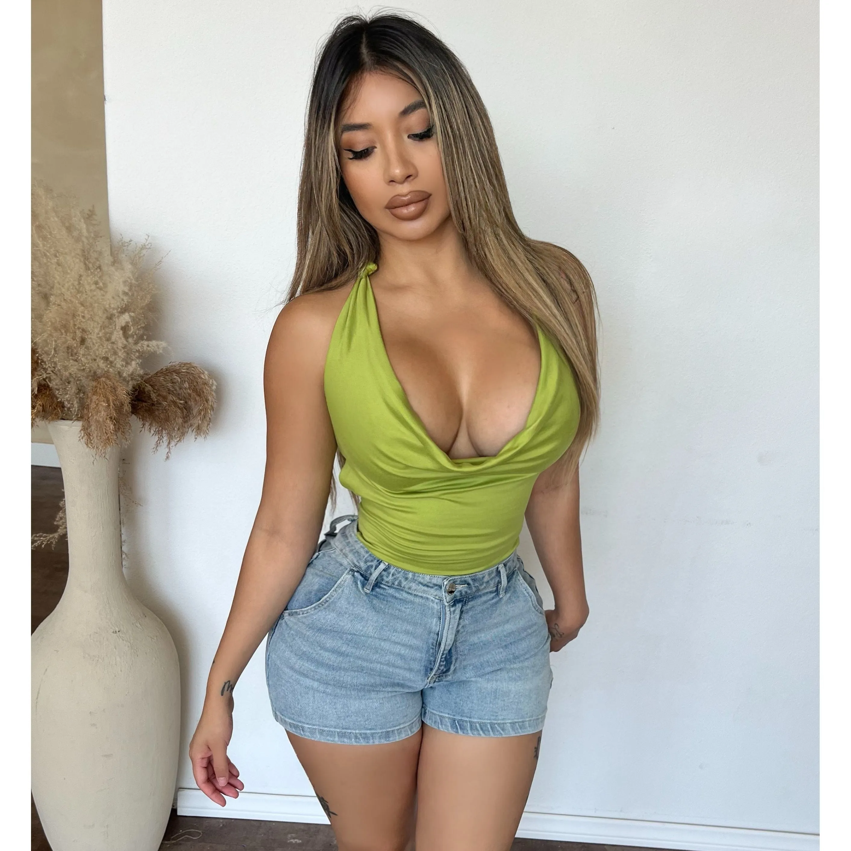 Alondra Halter Tie Back Top (Light Green) sold by OOTDFash