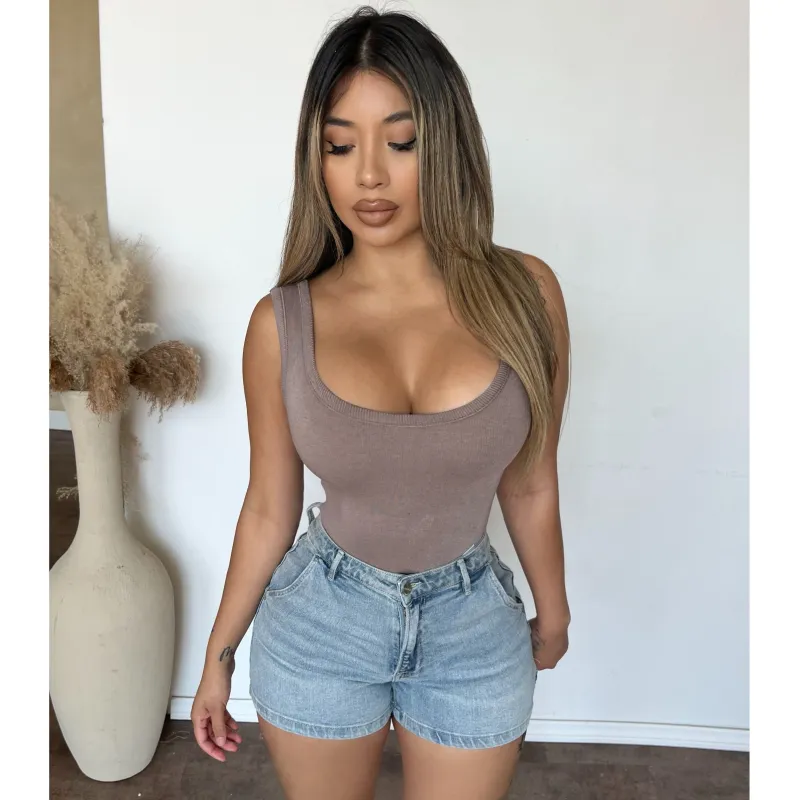 Jasmine Tank Heather Bodysuit (Ash) sold by OOTDFash