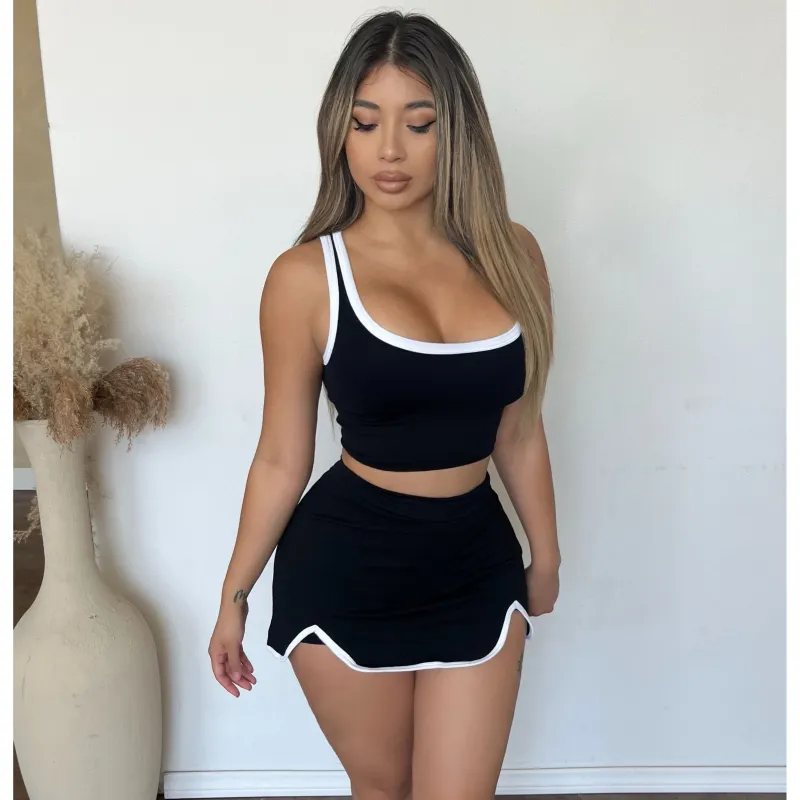 Melly Top & Skort Set (Black) sold by OOTDFash