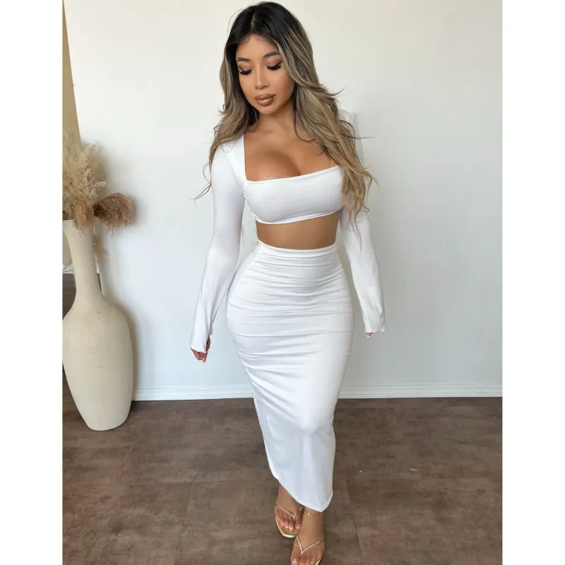 Sherald 2 Pc Maxi Dress (White) sold by OOTDFash