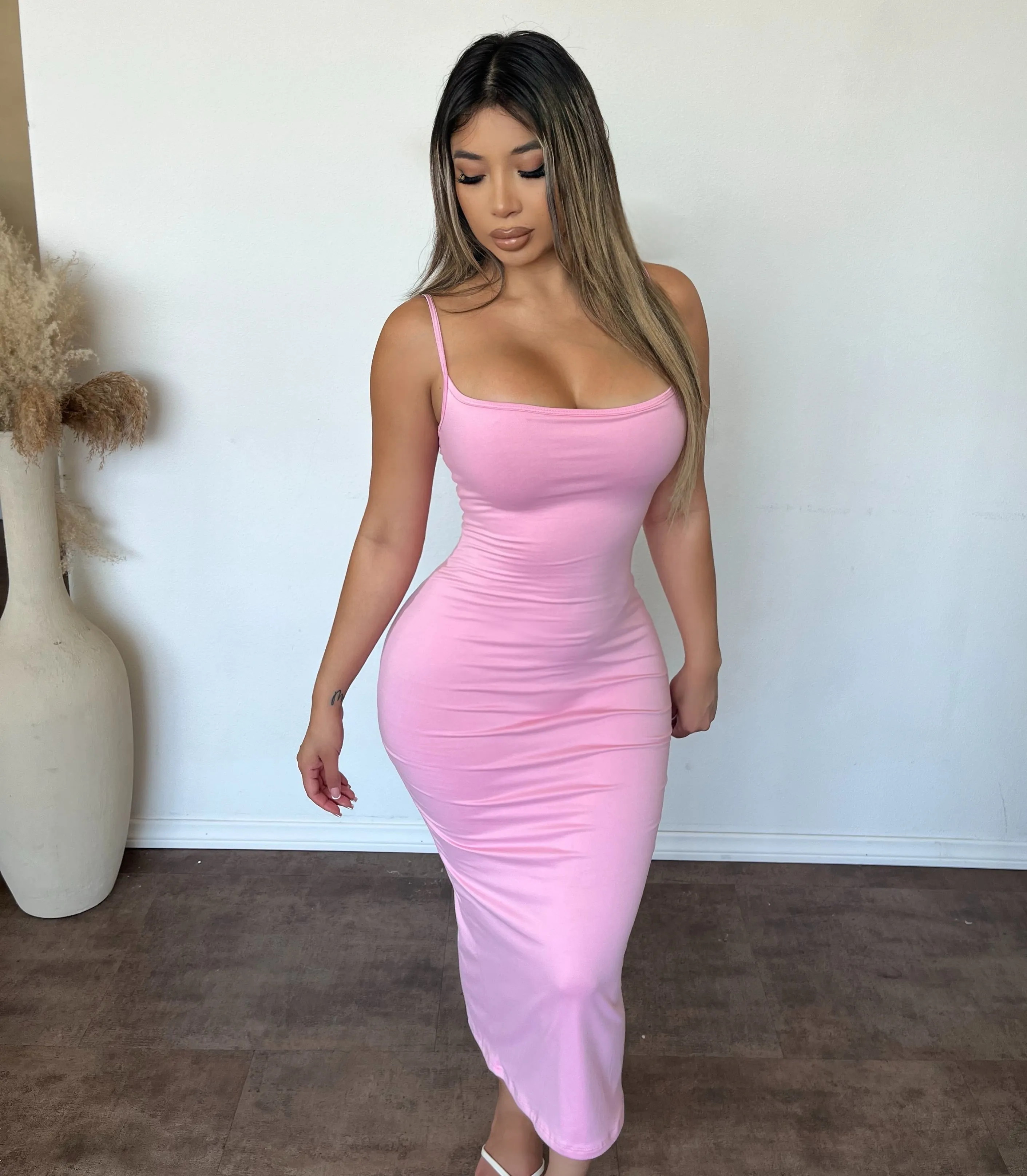 Leah Maxi Strapped Dress (Pink) sold by OOTDFash