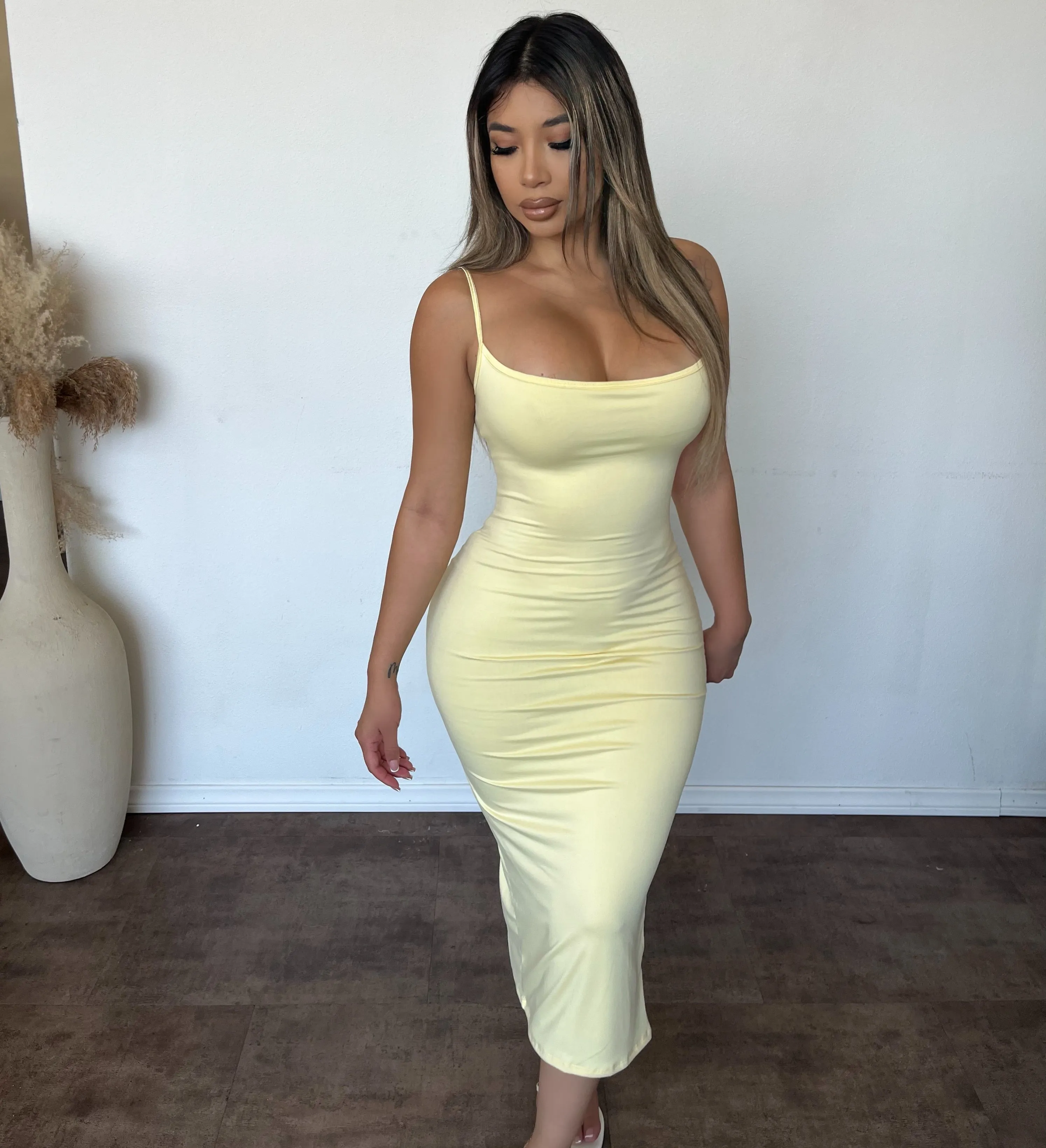 Leah Maxi Strapped Dress (Yellow) sold by OOTDFash