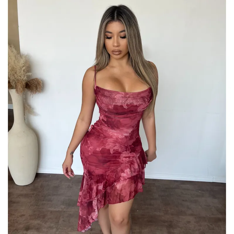 Tabby Mesh Dress (Red Light) sold by OOTDFash