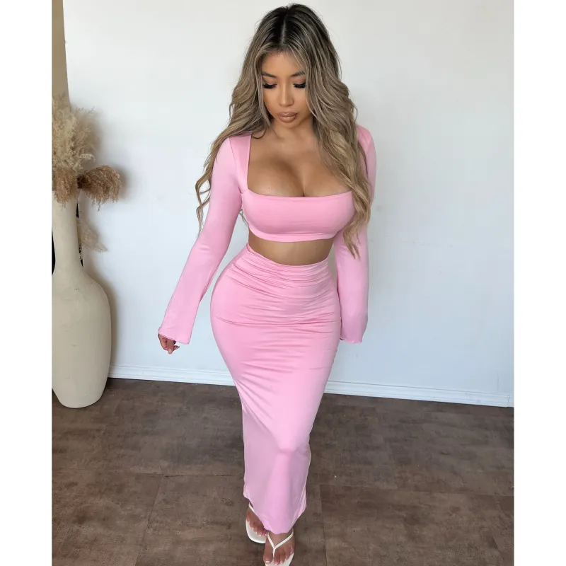 Sherald 2 Pc Maxi Dress (Pink) sold by OOTDFash