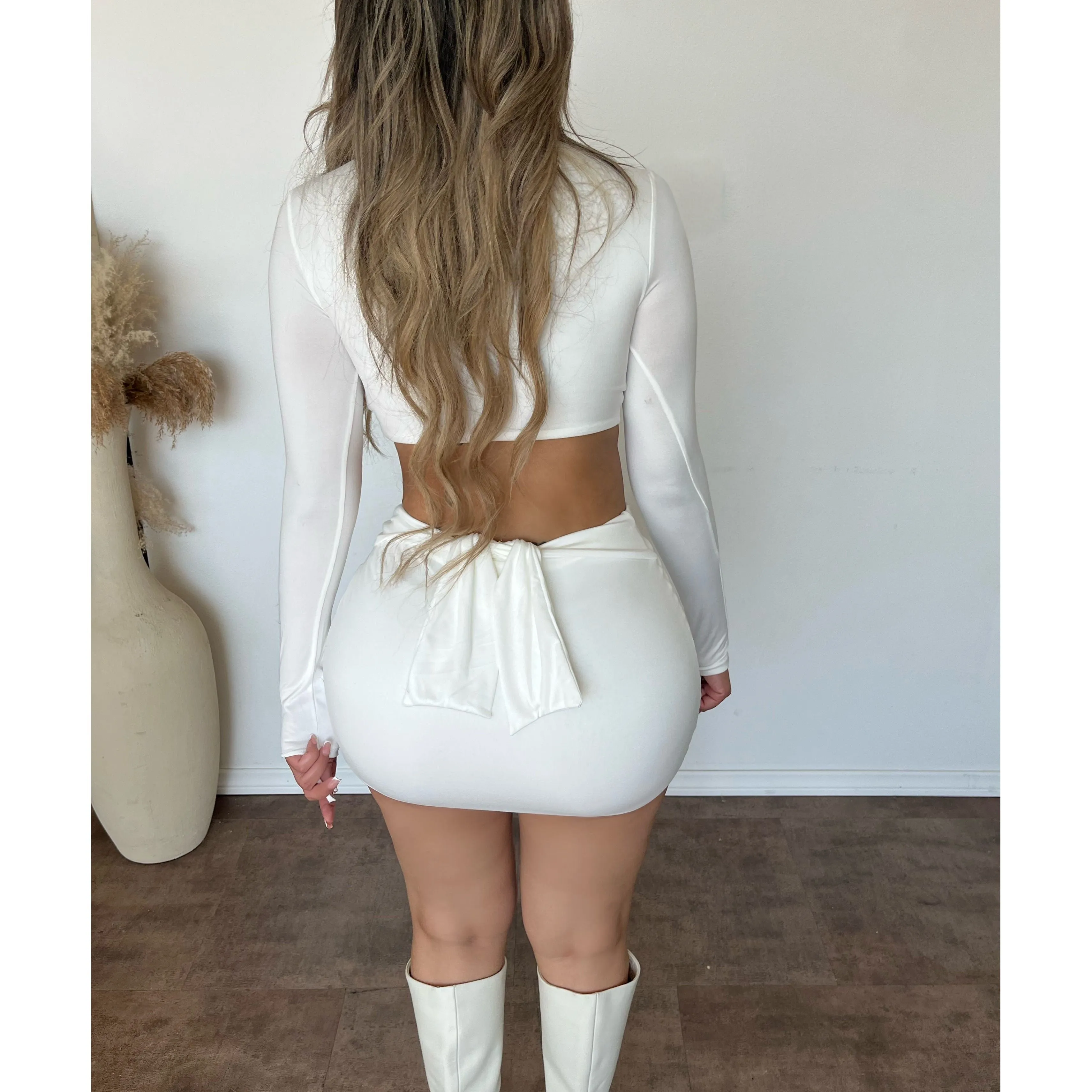 Vianca Mini Skirt Set W Shorts Under (White) sold by OOTDFash product image thumbnail 2