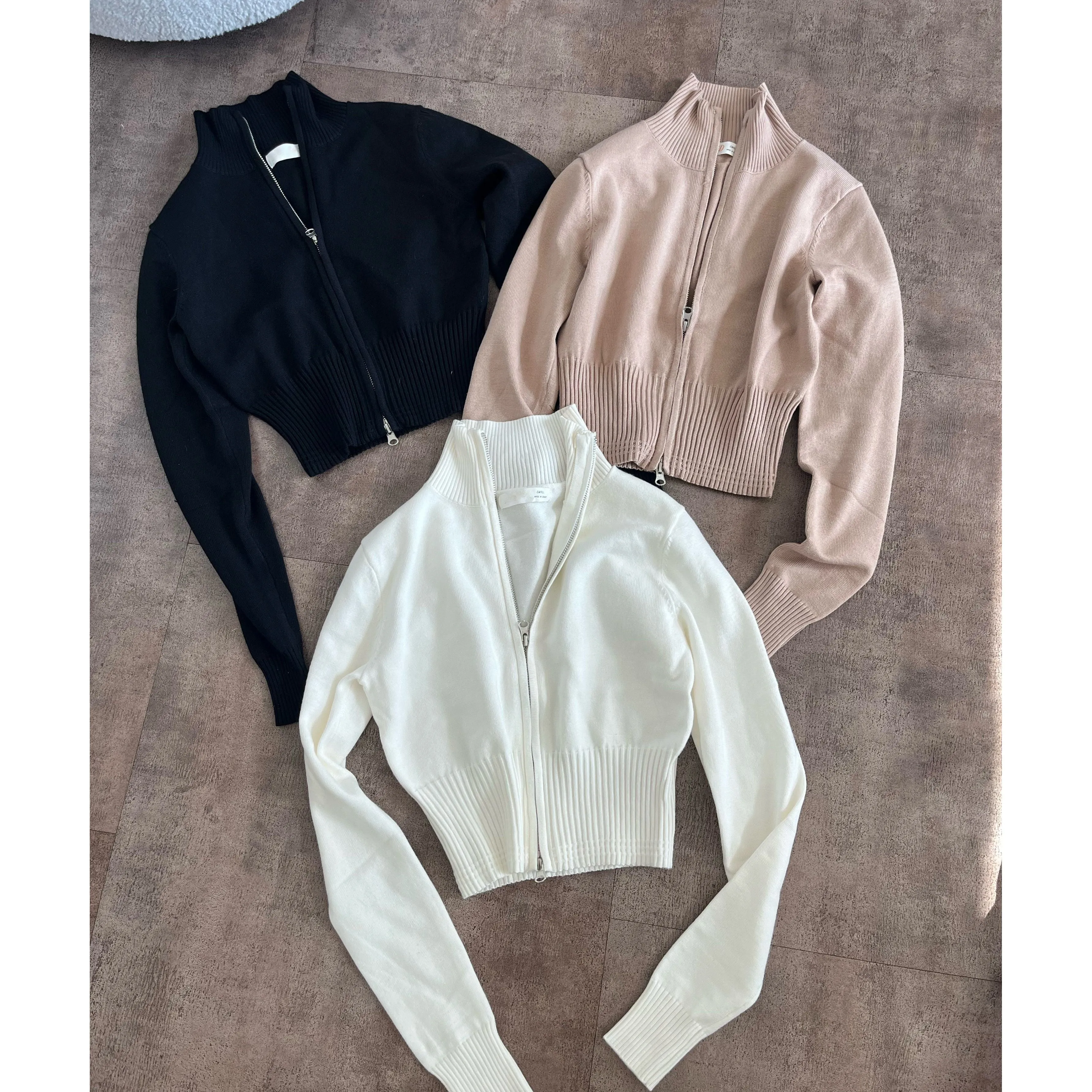 Giselle Mock Neck Knit Zip Up (Black) sold by OOTDFash product image thumbnail 2