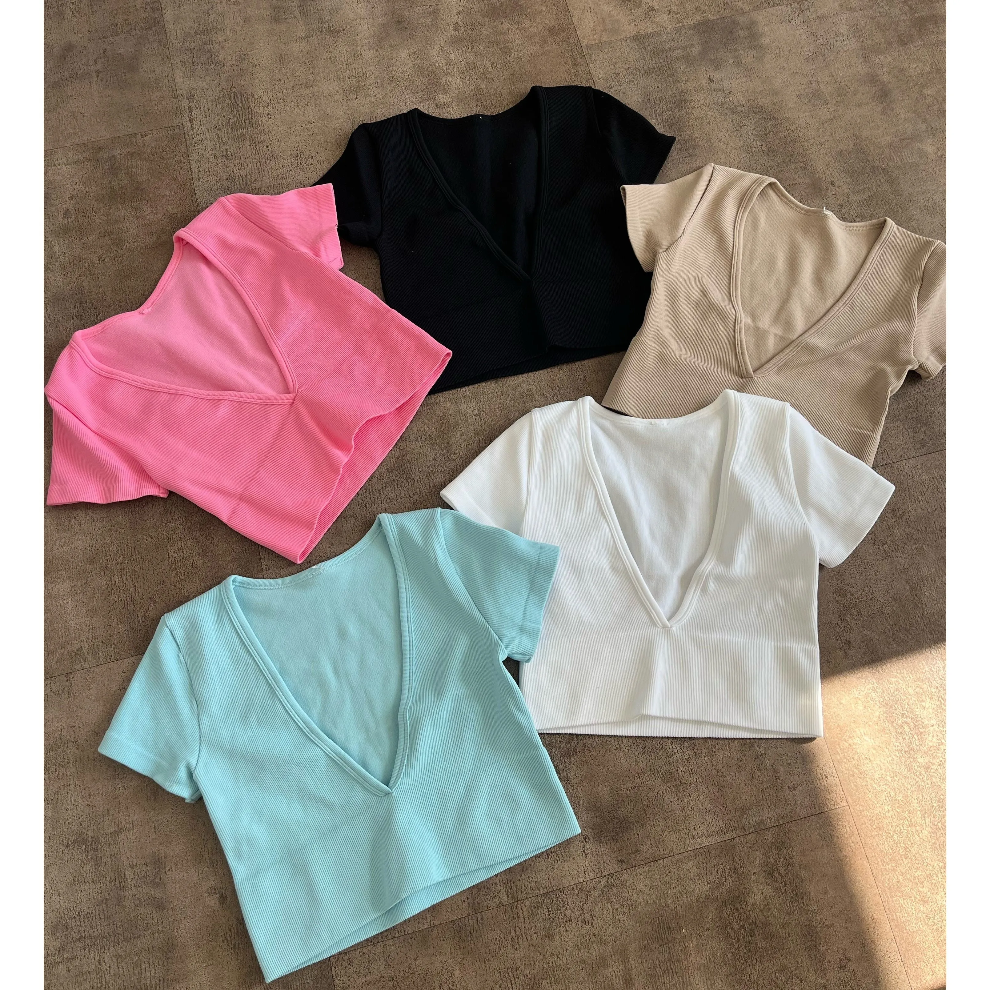 Addie Deep V Neck Top (Light Blue) sold by OOTDFash product image thumbnail 2