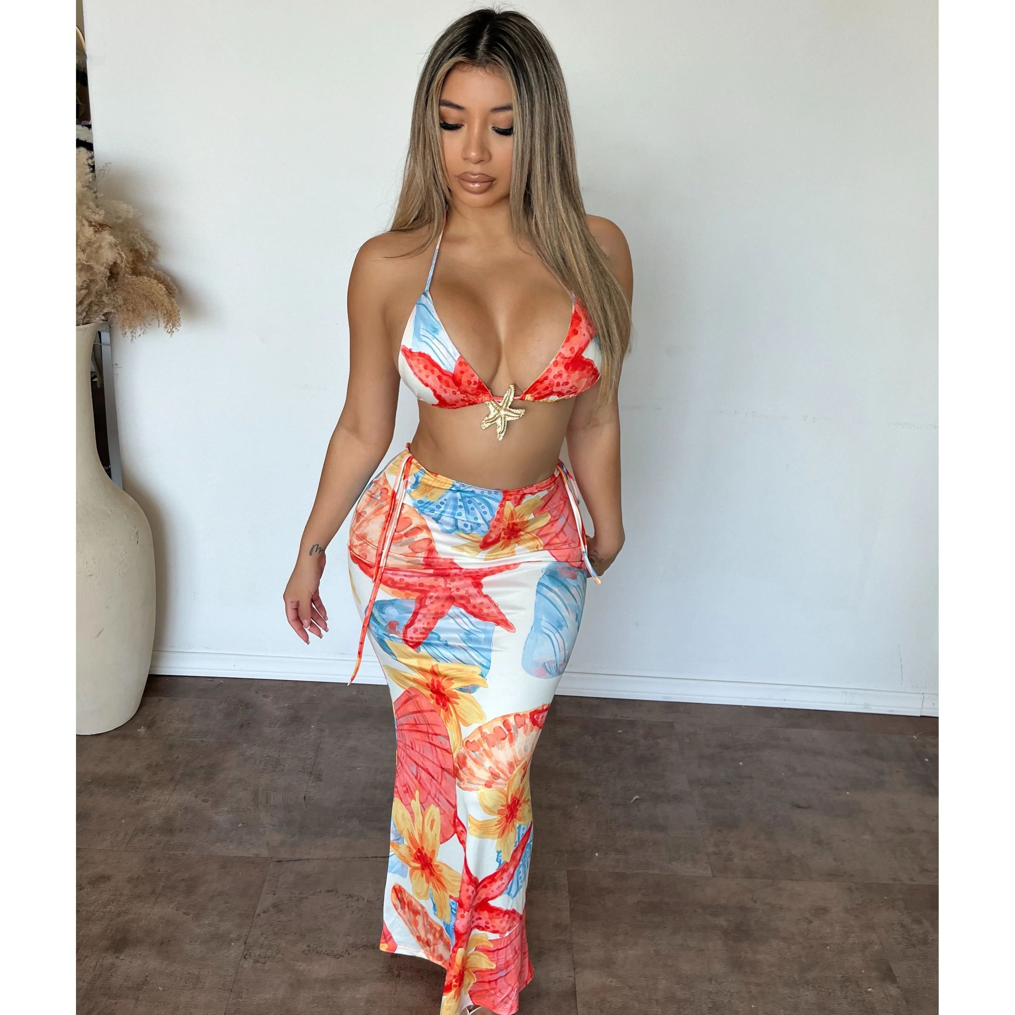 Amanda Matching Bikini Set (White Multi) sold by OOTDFash