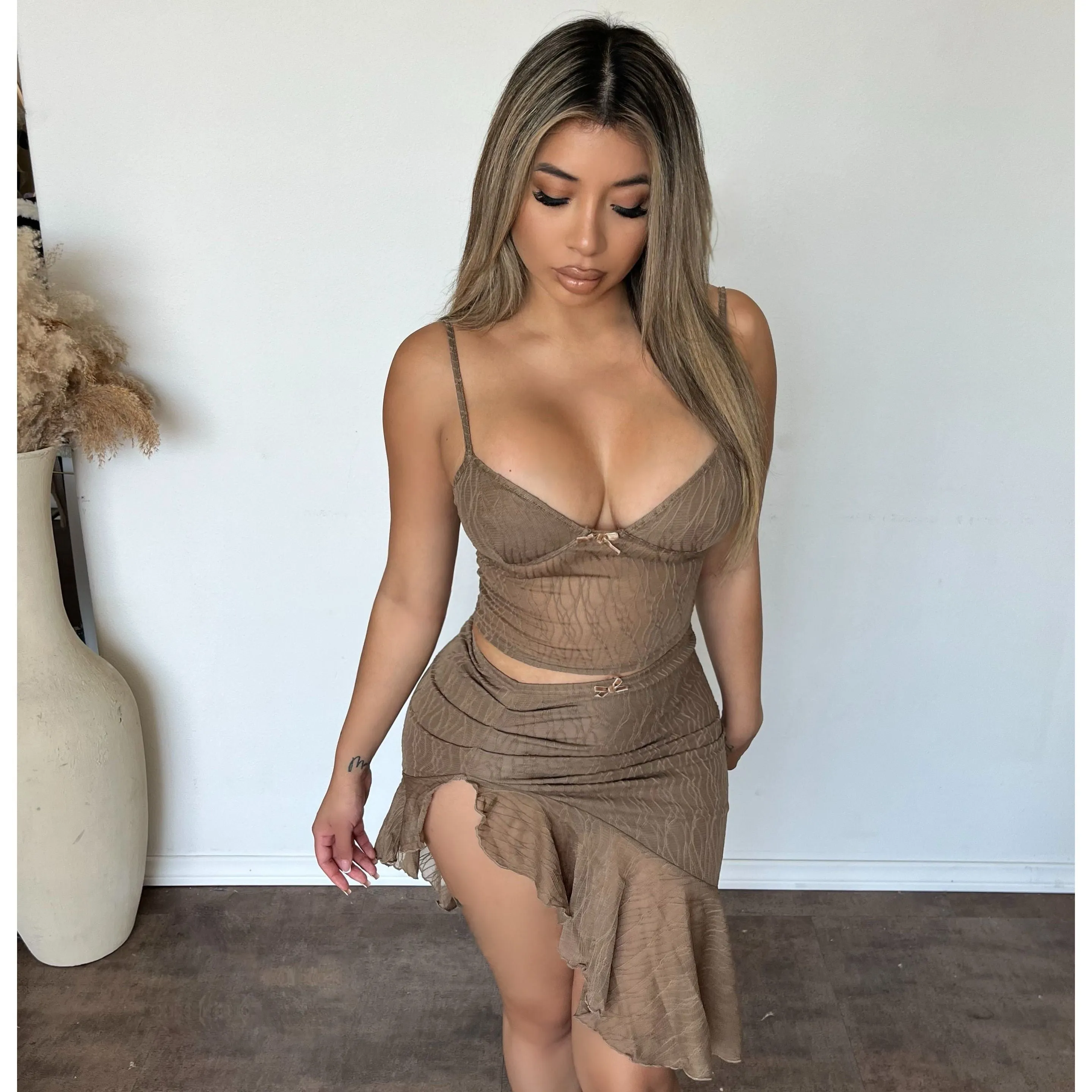 Alena Matching Set (Mocha) sold by OOTDFash