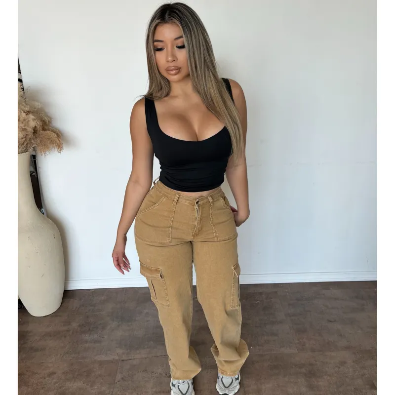 Nick Cargo Denim Jeans (Khaki) sold by OOTDFash
