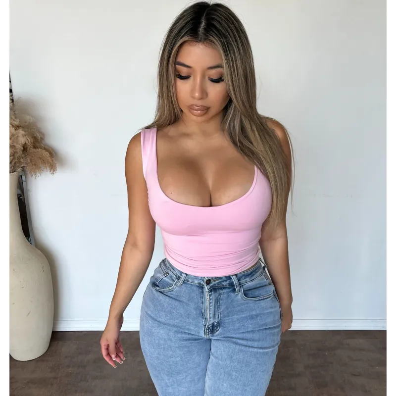 Klarissa V Neck Top (Pink) sold by OOTDFash