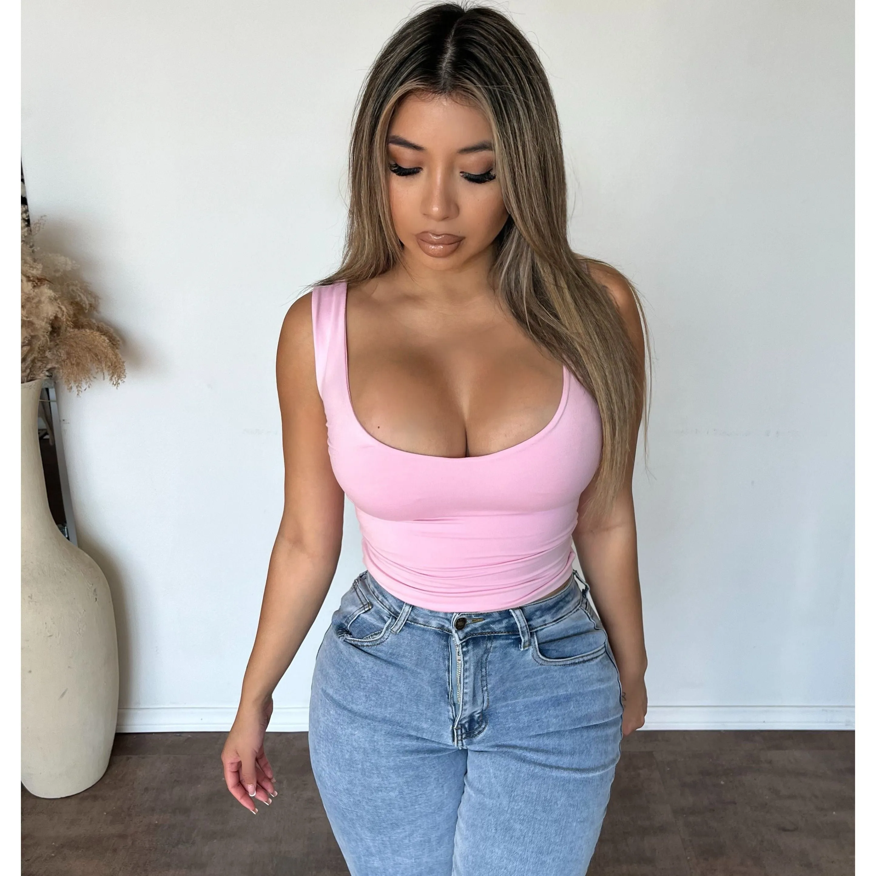 Klarissa V Neck Top (Pink) sold by OOTDFash