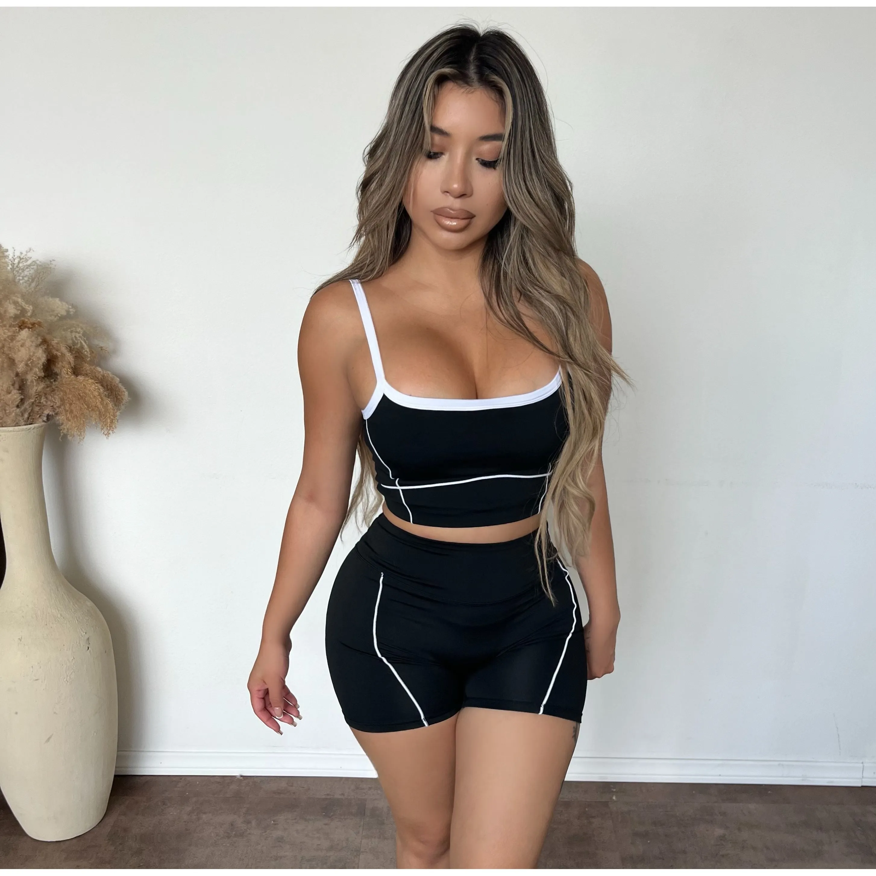 Teressa 2 Piece Gym Shorts Set (Black) sold by OOTDFash