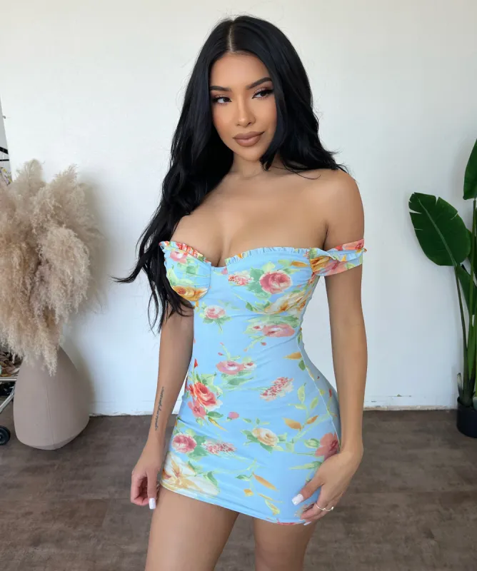 Mia Floral Print Dress(Light Blue) sold by OOTDFash
