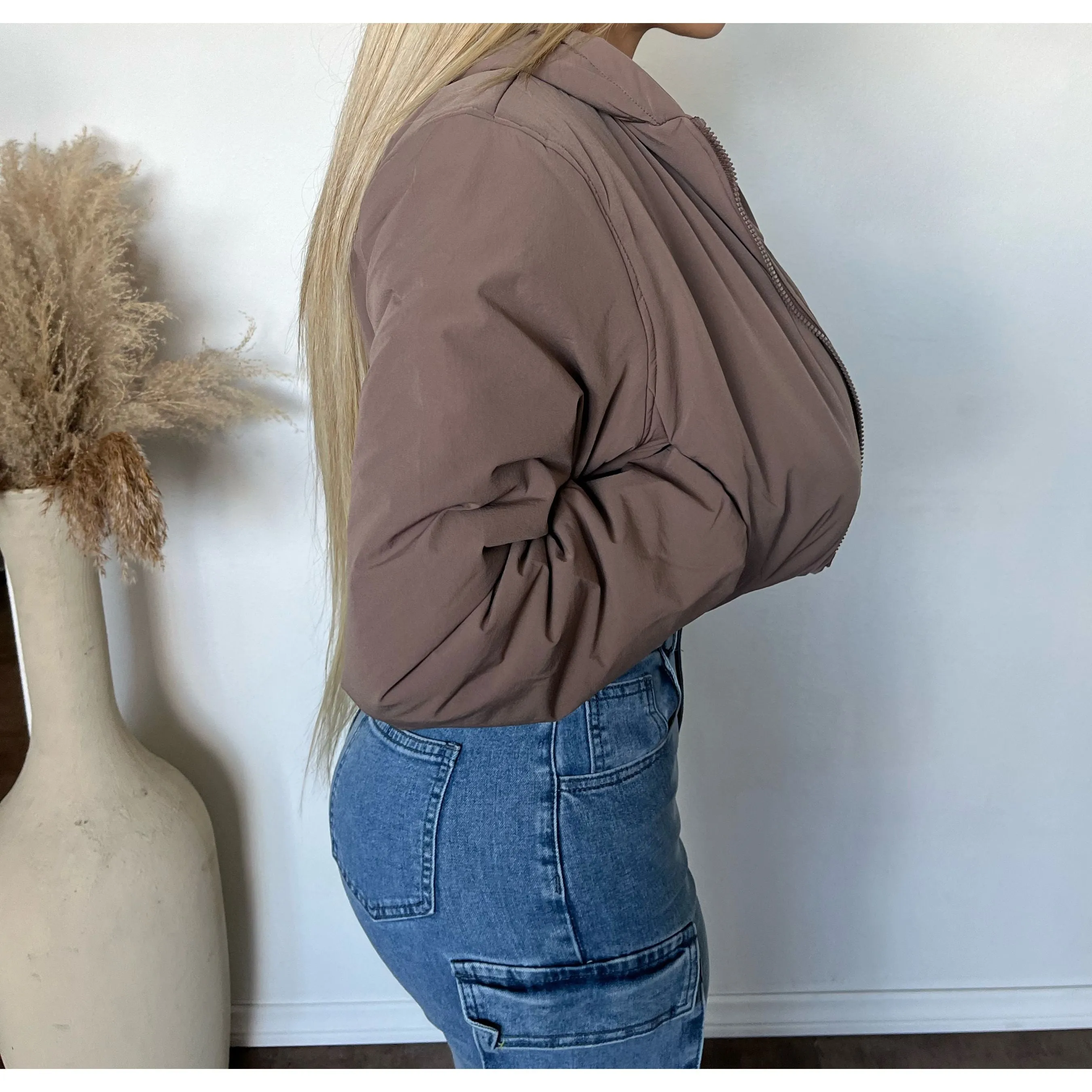 Daniella Cropped Zip Hoodie (Cocoa) sold by OOTDFash product image thumbnail 3
