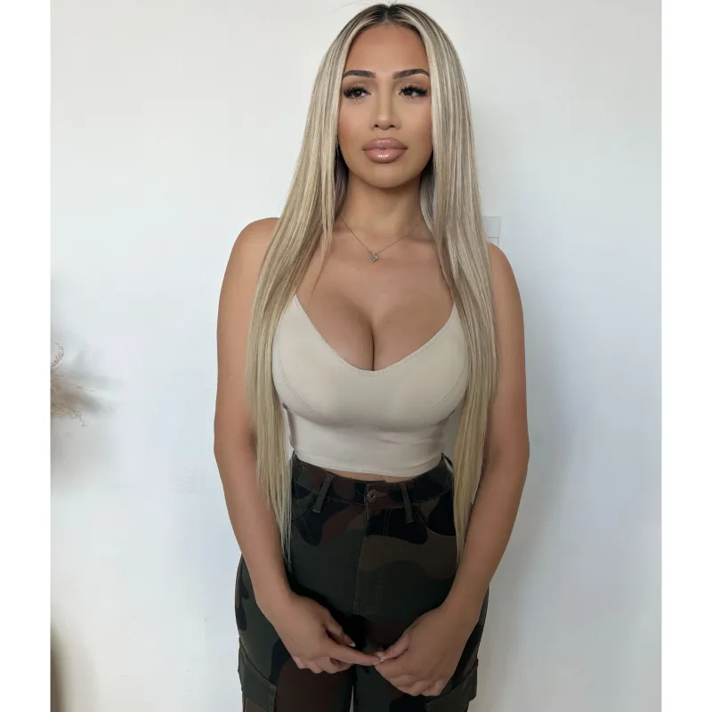 Stacy V Neck Cami Top (Bone) sold by OOTDFash