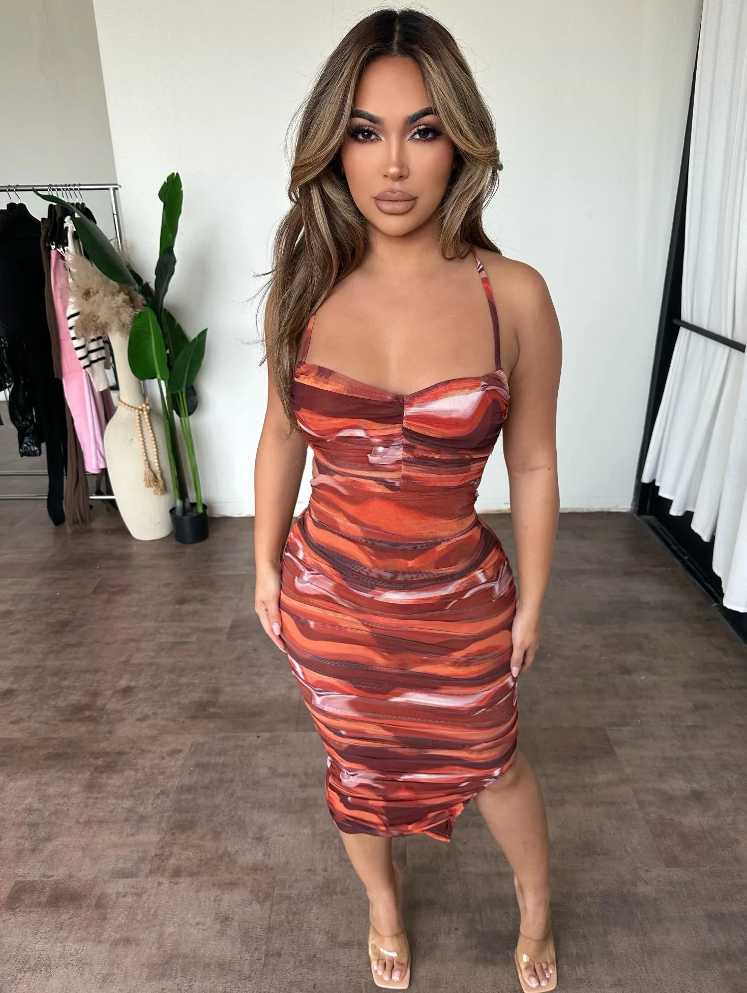 Nancy Dress (Rust Combo) sold by OOTDFash