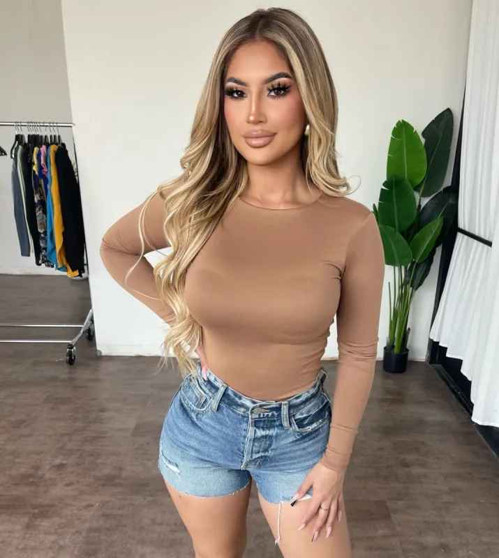 Steph Longsleeve Top (Mocha) sold by OOTDFash