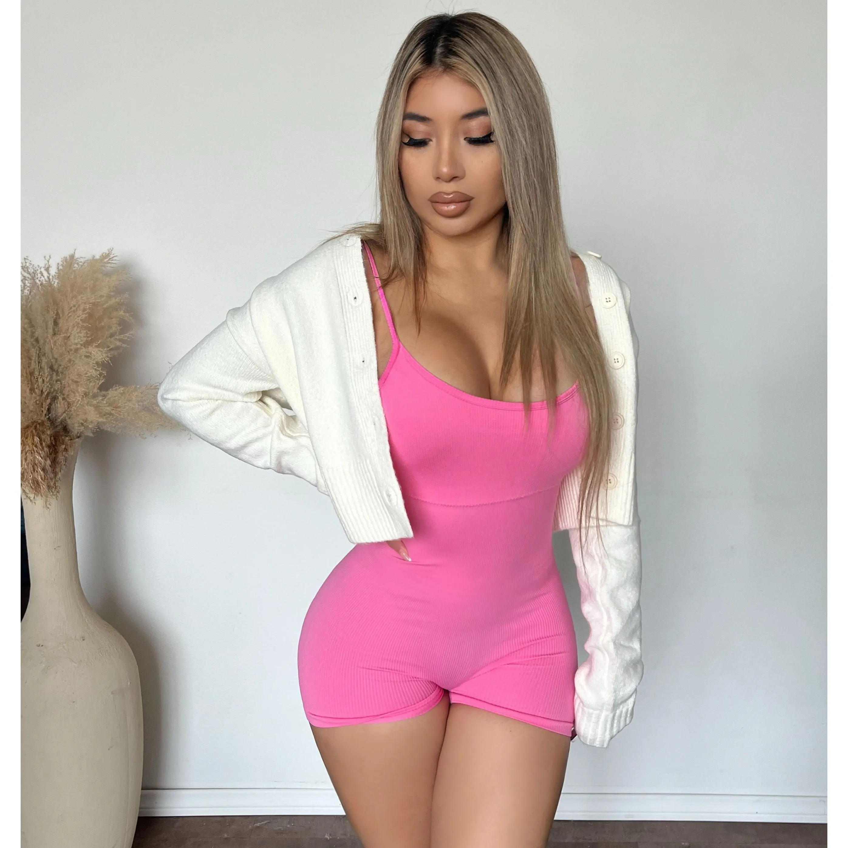 Sam Round Neck Button Cardigan (Ivory) sold by OOTDFash