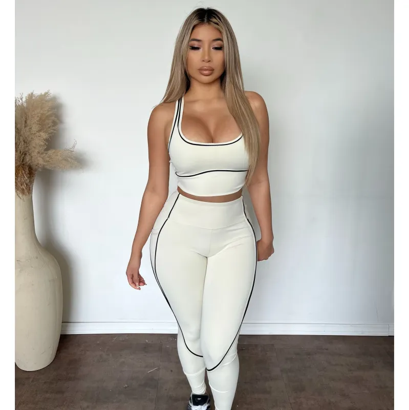 Brenda 2 Piece Matching Gym Set (Ivory) sold by OOTDFash