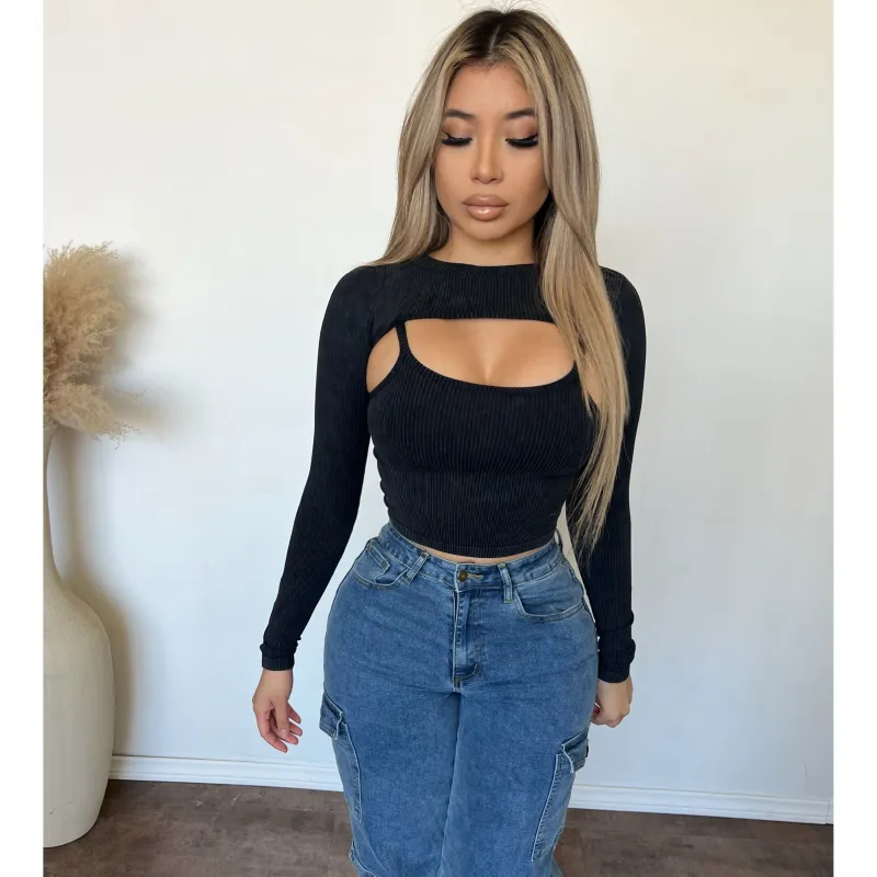 Corina 2 Piece Top (Black) sold by OOTDFash