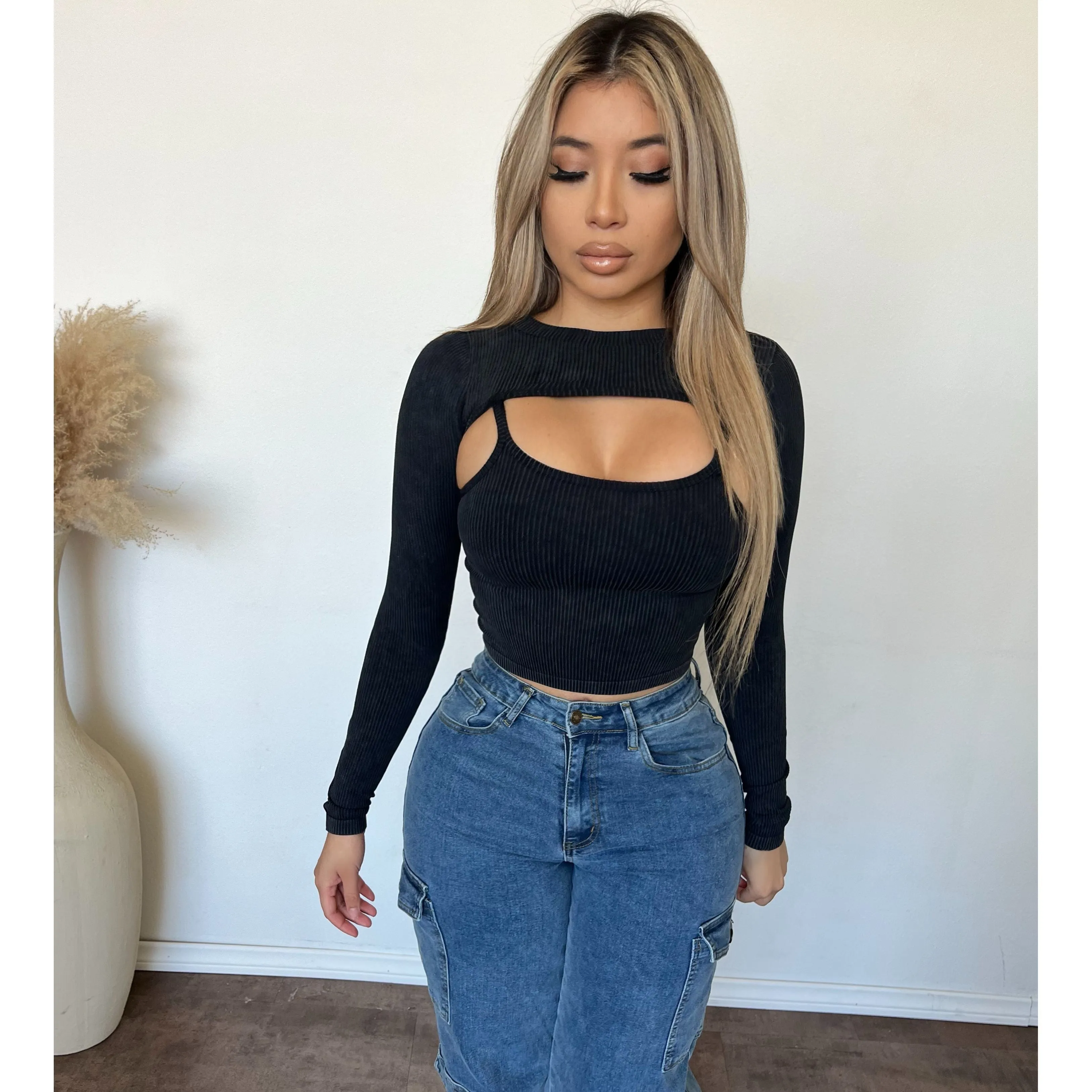 Corina 2 Piece Top (Black) sold by OOTDFash