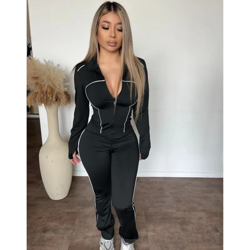 Karen 2 Piece Matching Gym Jacket & Leggings (Black) sold by OOTDFash