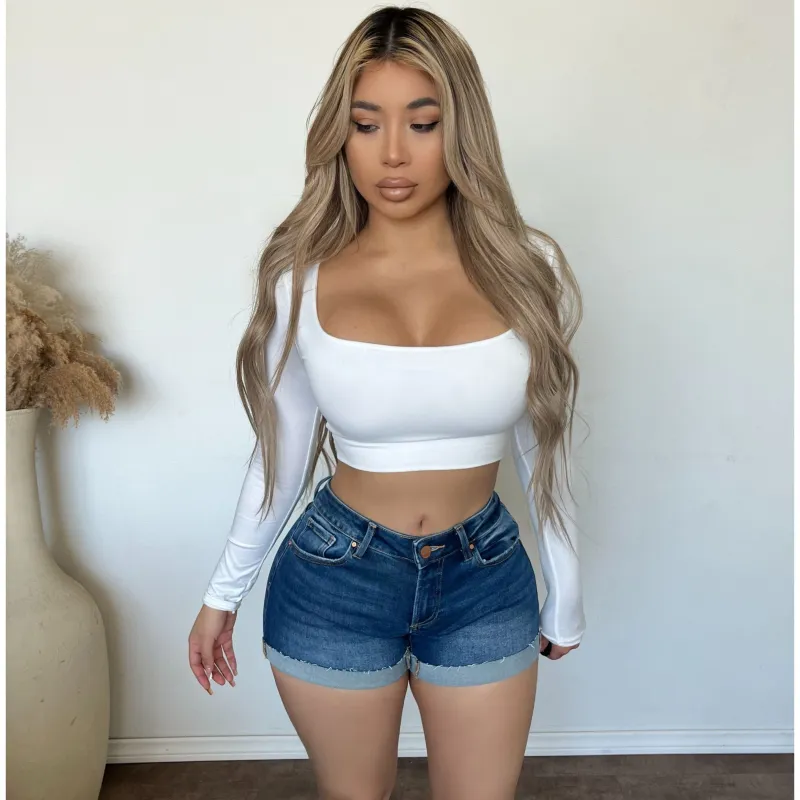 Stacy Low Rise Cuffed Shorts (Dark) made by Risen