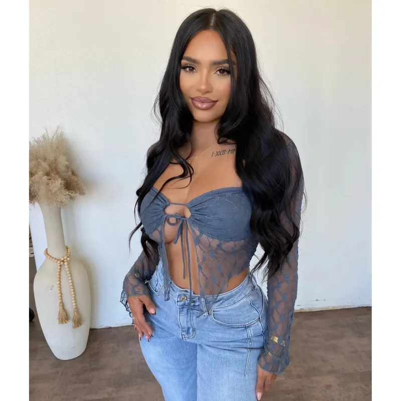 Tiff lace top (Charcoal) made by Bear Dance