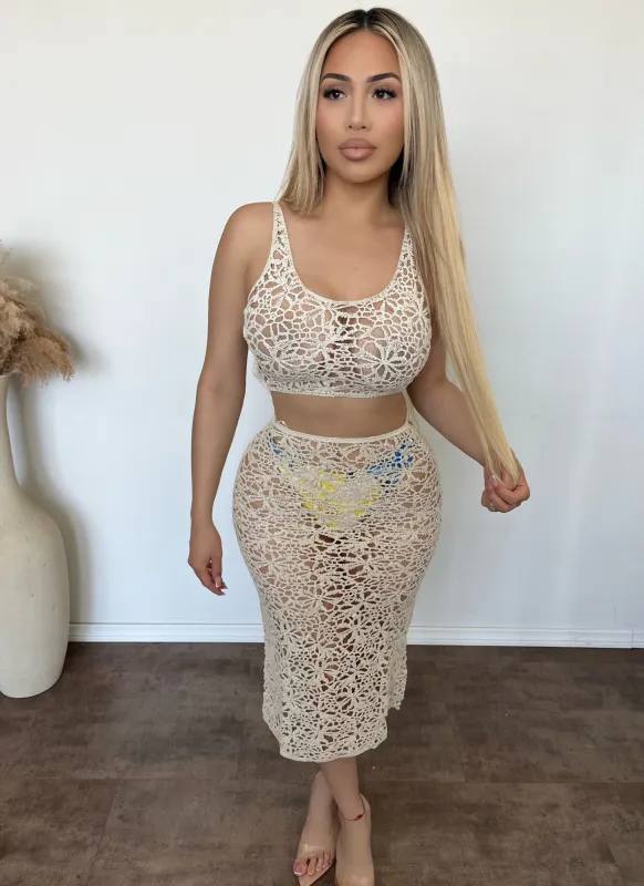 Alice Tank & Skirt Sweater Set (Sand) made by ANWND