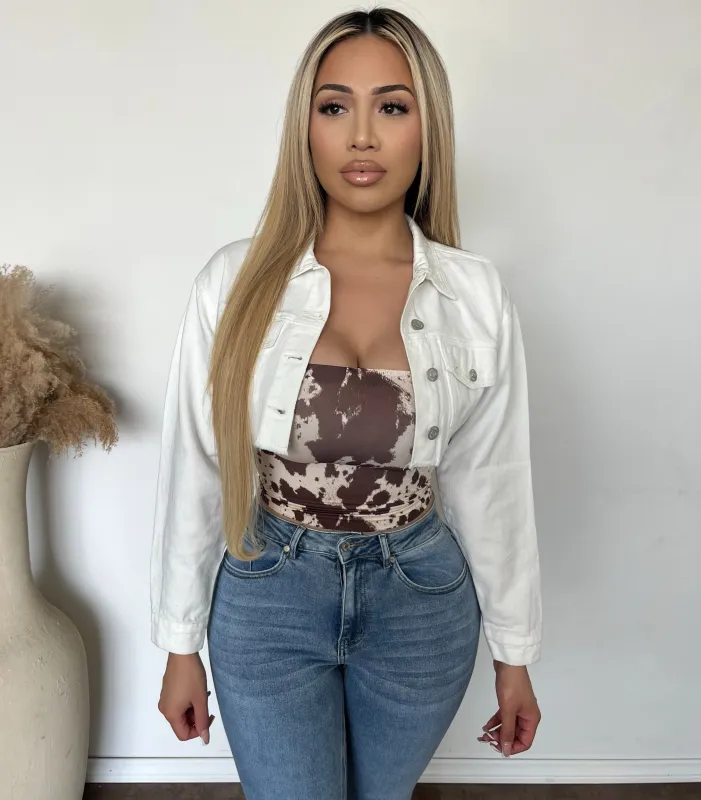 Zella Cropped Denim jacket (Ivory) made by ANWND