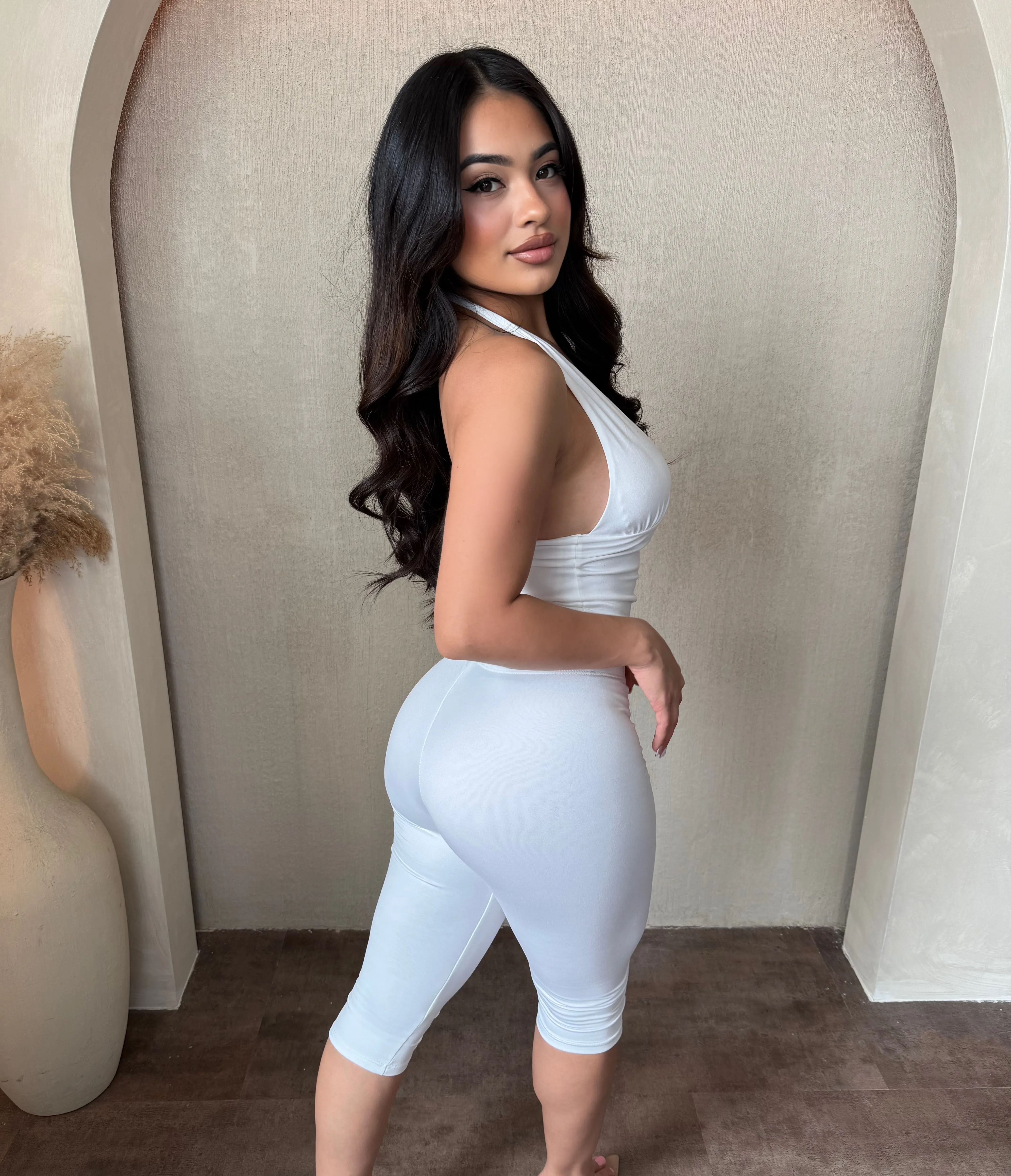Drea High Waisted Basic Capri Leggings (Off White) sold by OOTDFash product image thumbnail 2