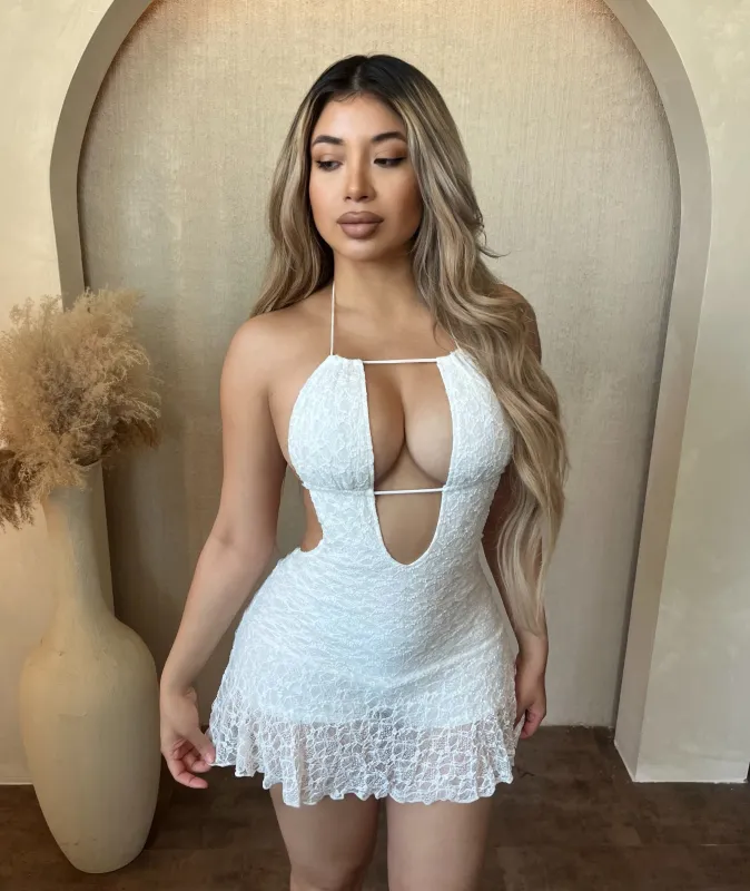 Halter Cut Out Open Back Dress (Ivory) made by Bear Dance