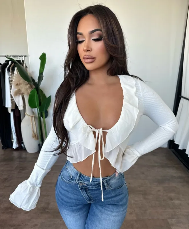 Liana Ruffled Top (Cream) sold by OOTDFash