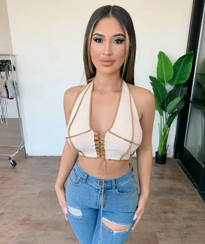 Selena Halter Top(Beige/Sand) sold by OOTDFash