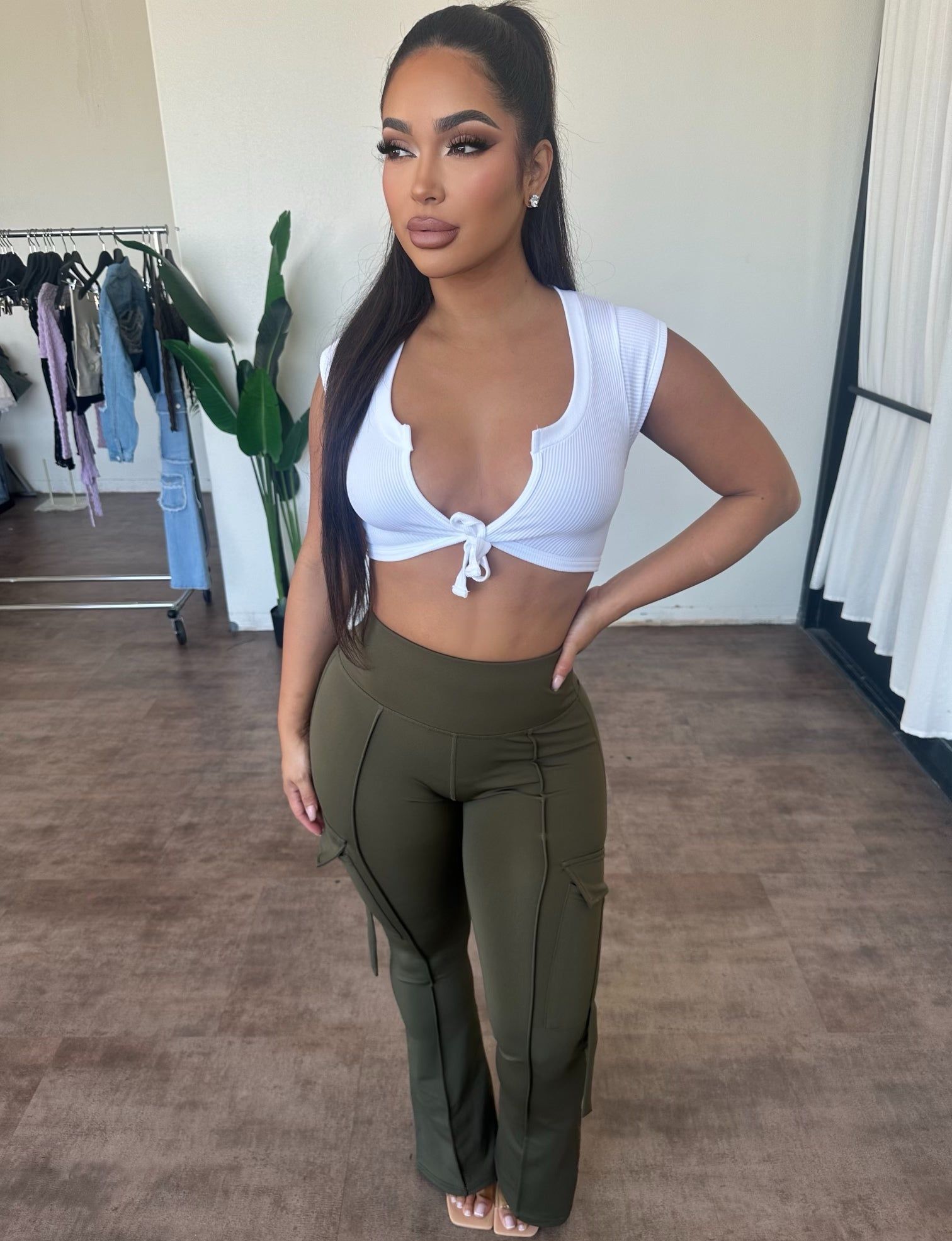 Stacy Flare Leggings (Olive) sold by OOTDFash