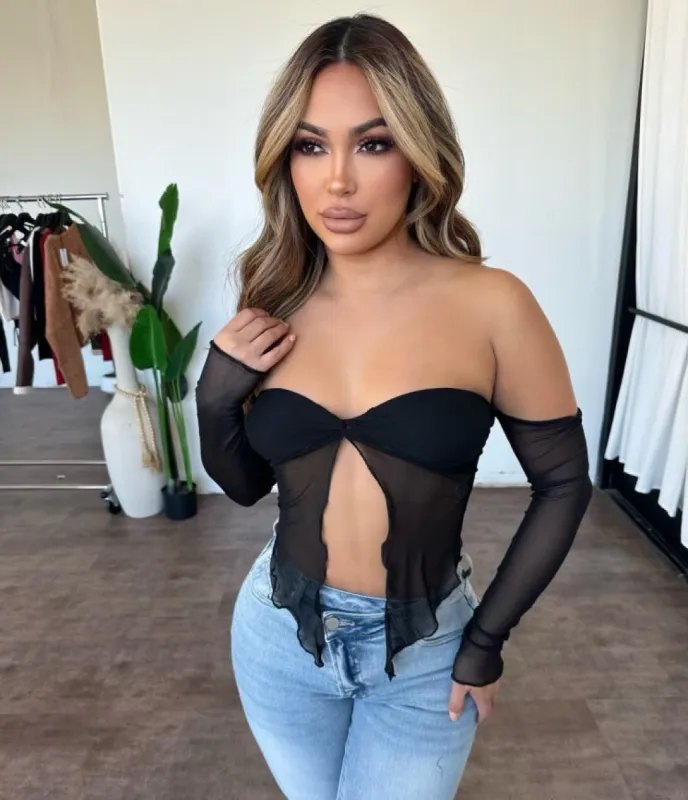 Melissa Mesh Top (Black) sold by OOTDFash