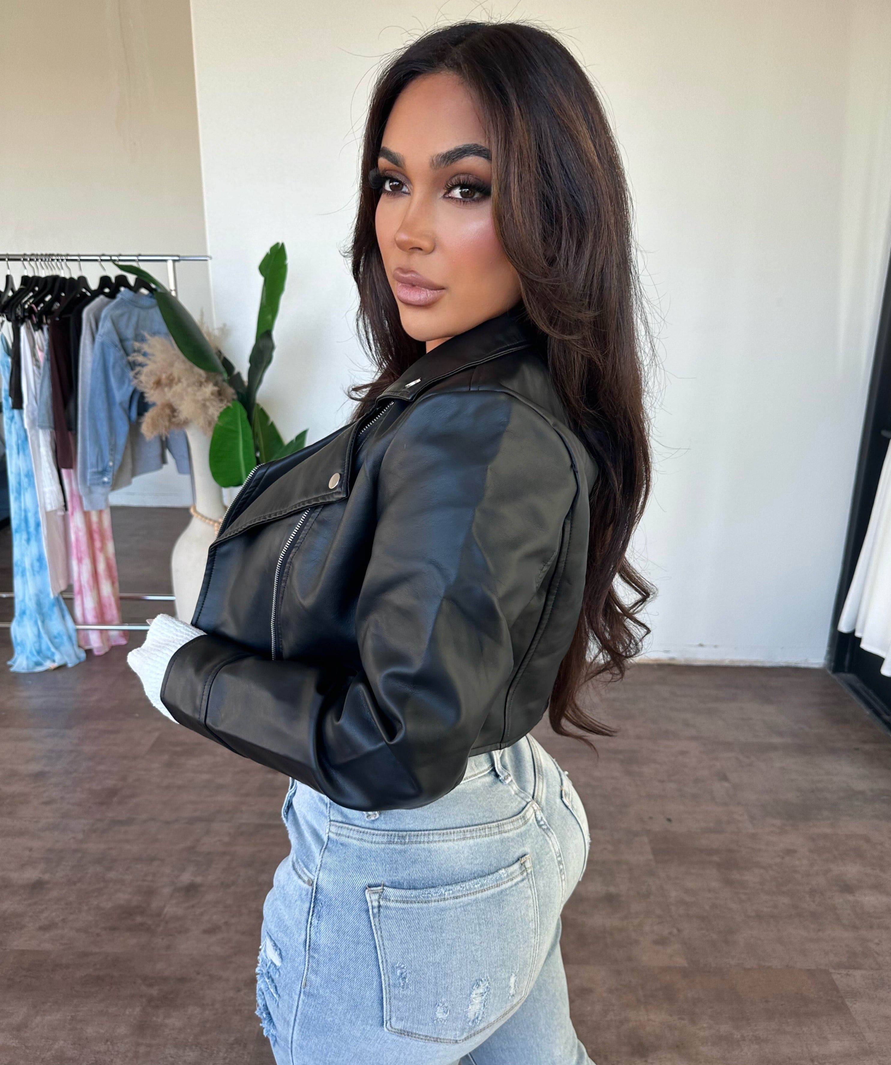 Hazel Faux Leather Jacket(Black) sold by OOTDFash product image thumbnail 2