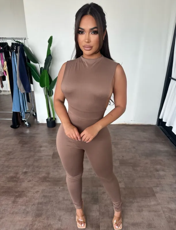 Hailey Tank Jumpsuit (Taupe) sold by OOTDFash