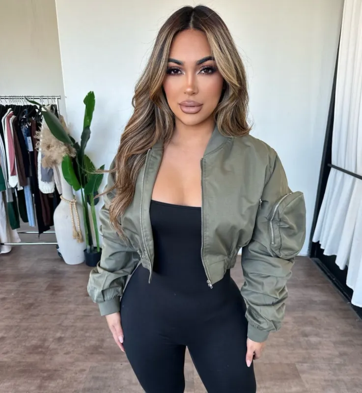 Zena jacket (Olive) sold by OOTDFash