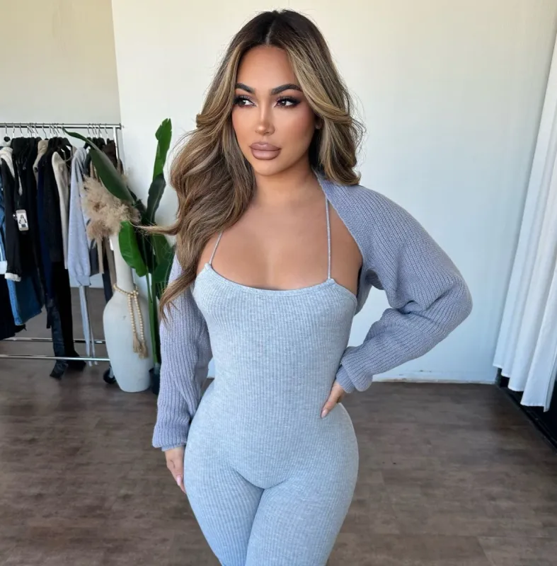 Erika Cropped Cardigan (Grey) sold by OOTDFash