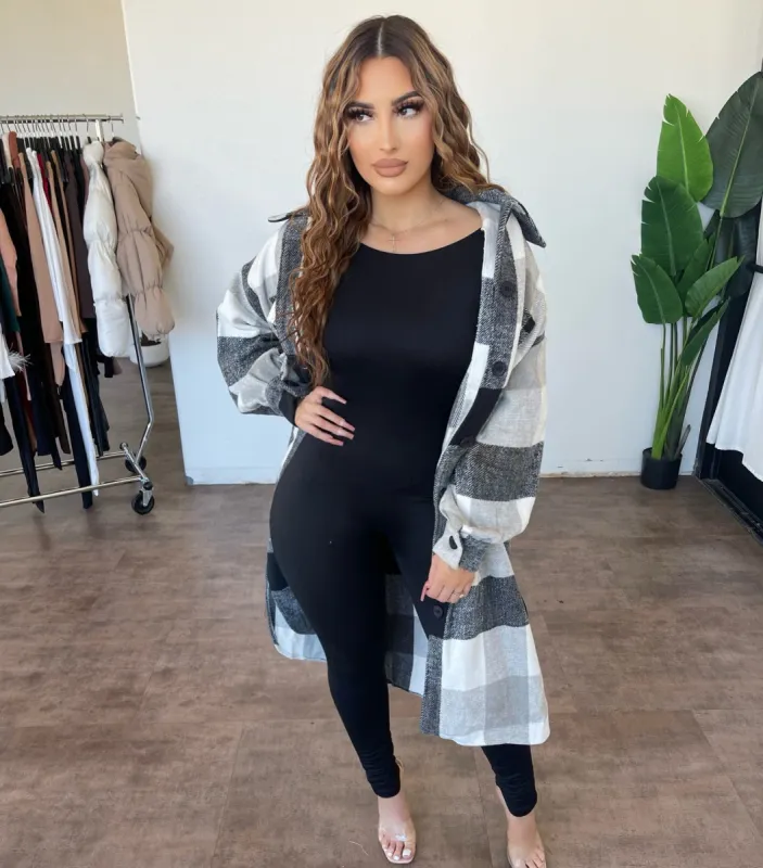 Salem Coat Flannel (Black/White) sold by OOTDFash