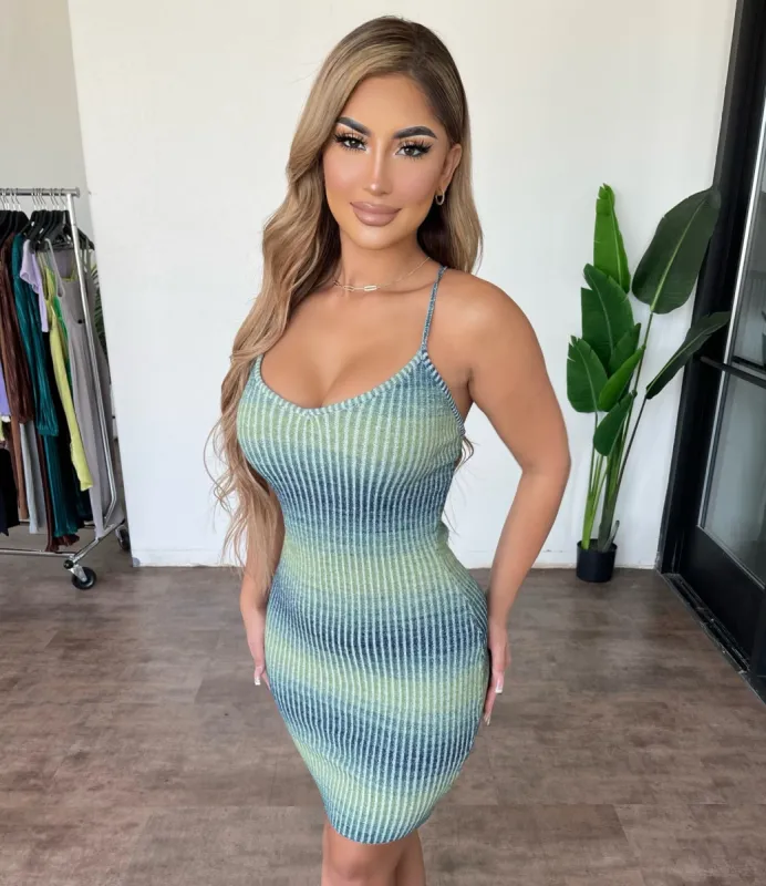Amy Dress(Blue/Green Mix) sold by OOTDFash