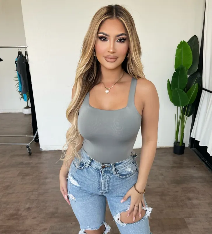 Demi Tank Bodysuit(Silver) sold by OOTDFash