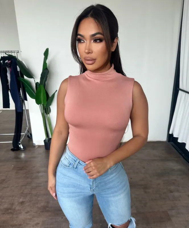 Kailey Sleeveless Bodysuit (Sand Blush) sold by OOTDFash
