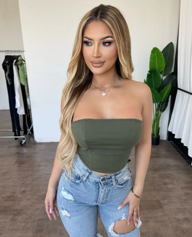 Jackie Corset Top(Olive) sold by OOTDFash