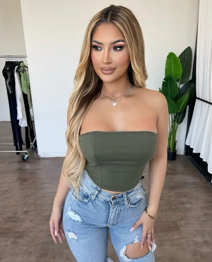 Jackie Corset Top(Olive) sold by OOTDFash